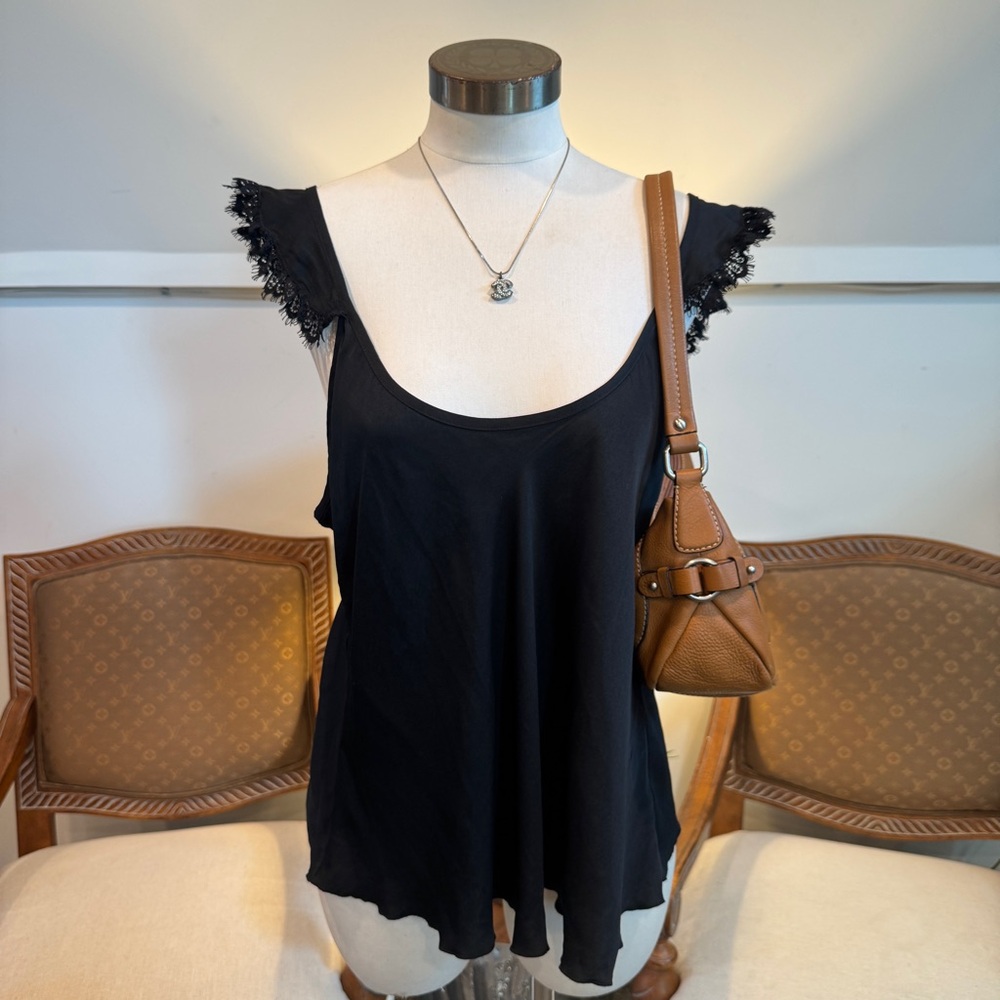 NWOT Free People Black Lace Trimmed Gothic Fairycore Babydoll Top